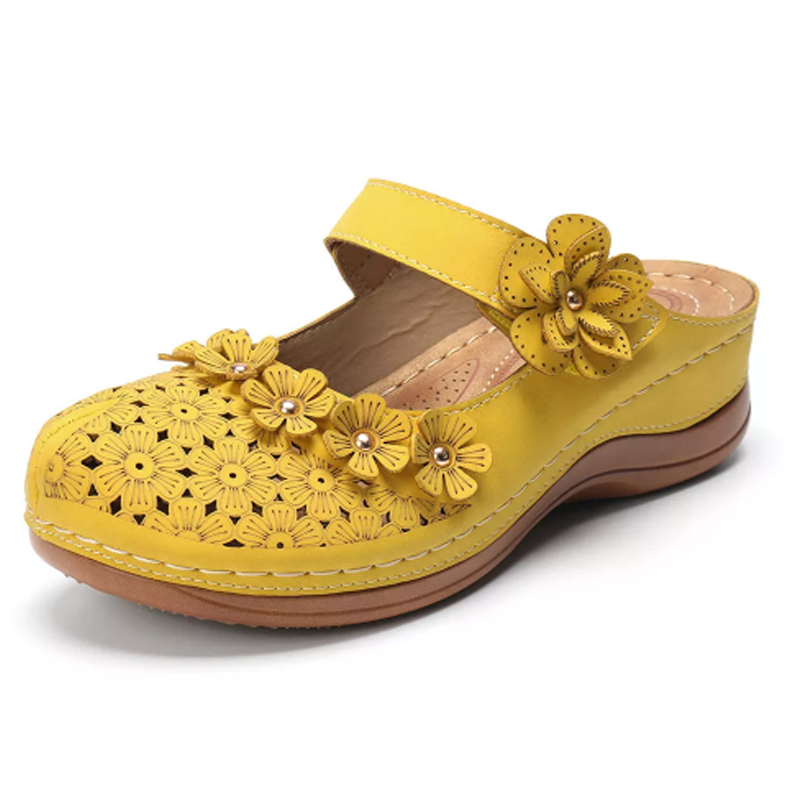 Comfort Floral Slip On Wedge Sandals