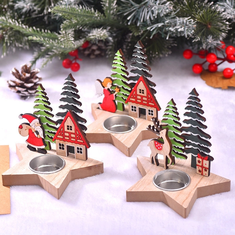 Christmas Cute Christmas Tree Santa Claus Elk Wood Party Festival