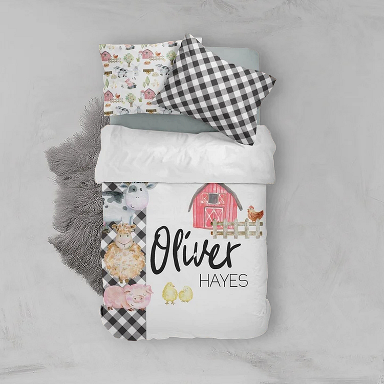 BlanketCute-Personalized Lovely Bedroom Farm Bedding Set with Your Kid's Name | 03
