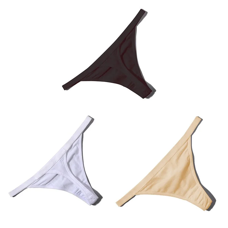 Sexy Women Cotton G String Thongs Low Waist Seamless Female Underpants Comfortable Ladies Underwear Lingerie 3/4 Pcs