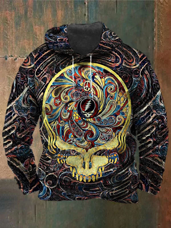 Unisex Skull Print Heavyweight Hoodies