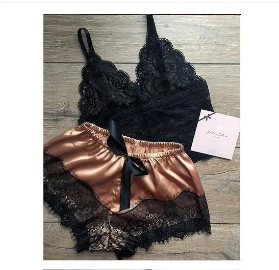 Churchf Summer Lady Simulation Silk Sling Princess Pajamas Sexy Extremely Tempting Two Sets Of Underwear Pyjamas Homewear