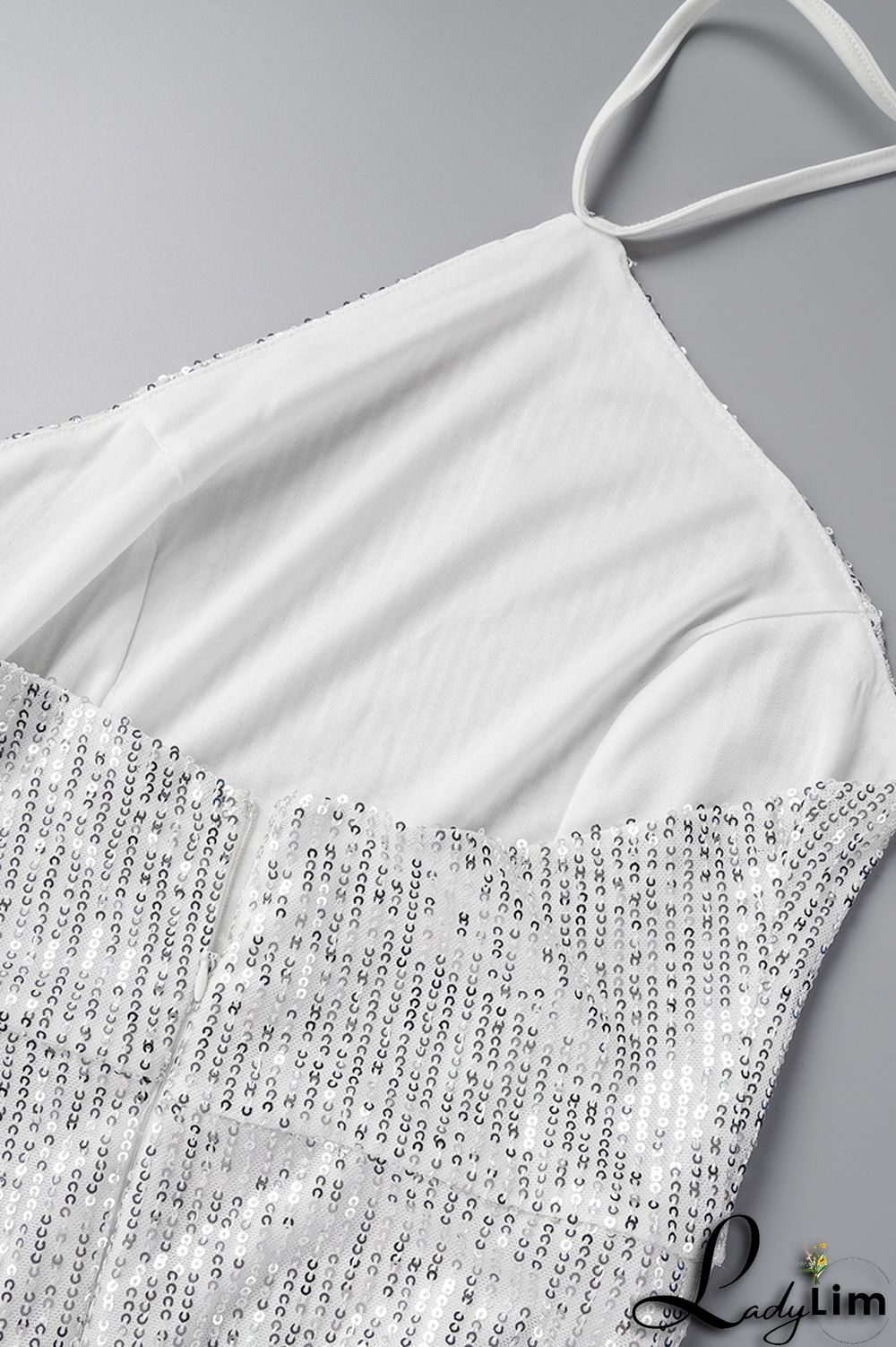 Black Sexy Solid Sequins Patchwork Slit Halter Evening Dress Dresses