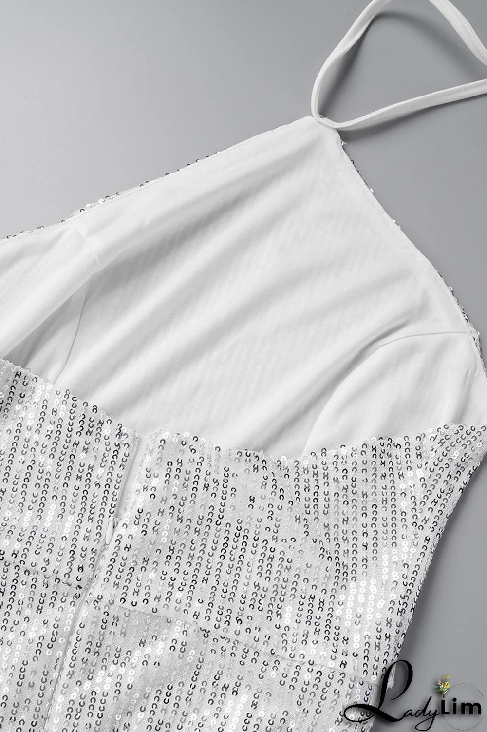 Black Sexy Solid Sequins Patchwork Slit Halter Evening Dress Dresses