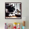 Cat Bird-Partial 11CT Stamped Cross Stitch Bead Embroidery 36*36cm/14.17*14.17in