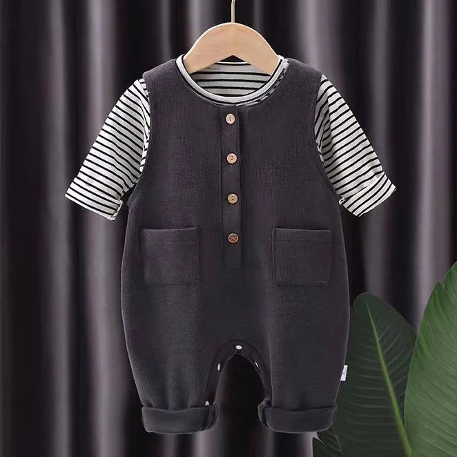 シンプル ストライプ柄 Tシャツ+パンツ 男の子 女の子 プレゼント ロンパース