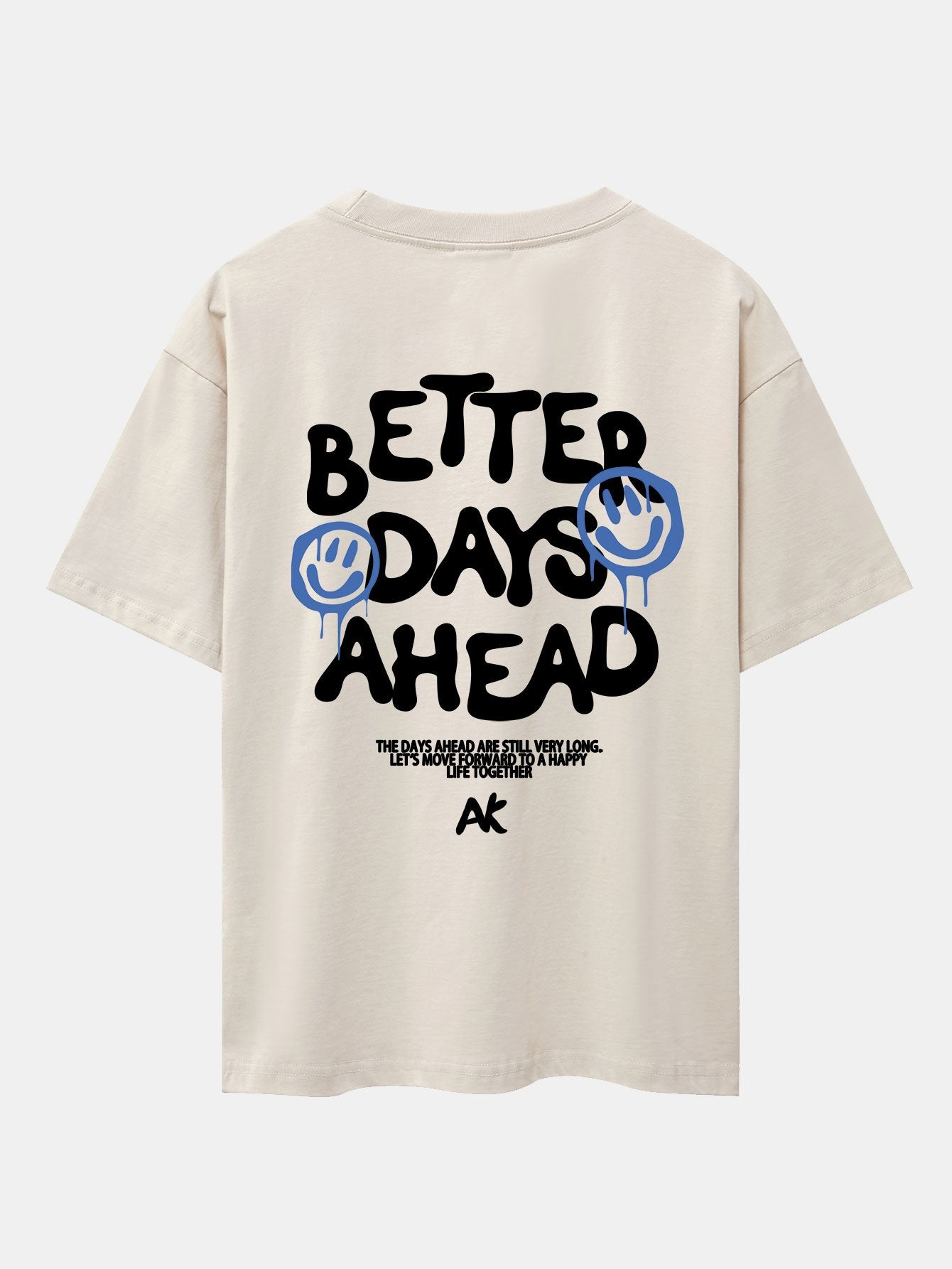Smiley Slogan Back Print Drop Shoulder Oversize T-Shirt