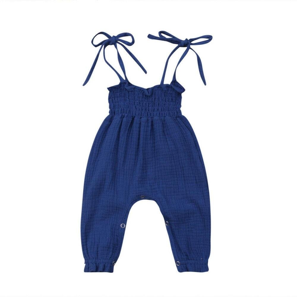 2019 Baby Summer Clothing 0-24M Toddler Baby Girl Romper Clothes Sleeveless Strap Pants Solid Overalls Cotton Outfits Jumpsuits