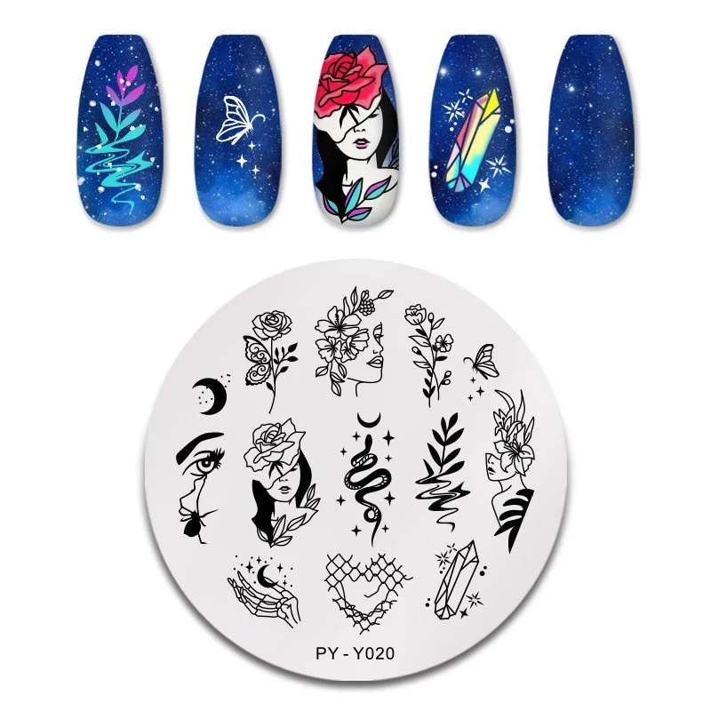 PICT YOU Nail Stamping Plates Flower Plant Pattern Nail Art Plate Stencil Stainless Steel Line Pictures Theme Image Plates Mold-Nail Inspo