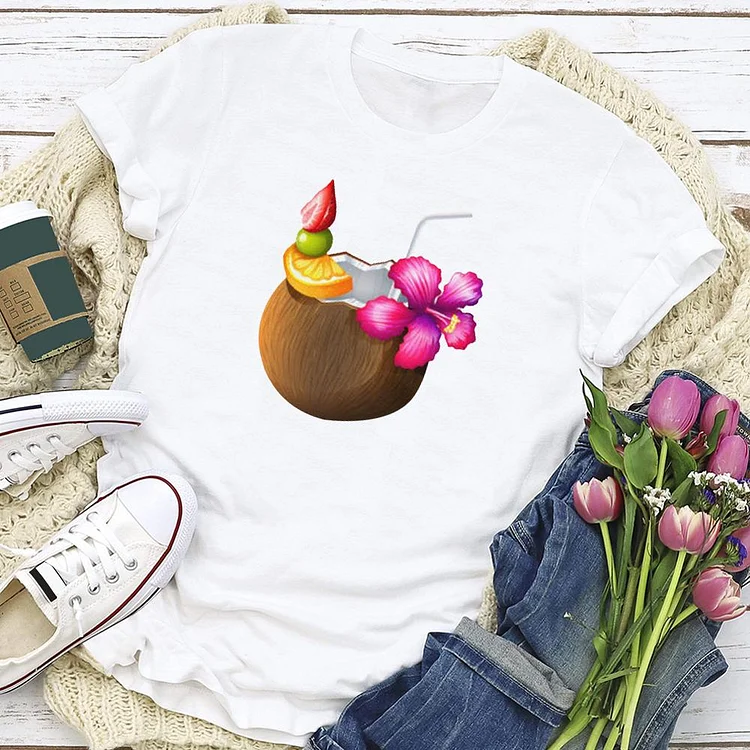 Coconut and flower summer T-Shirt-04139-Annaletters