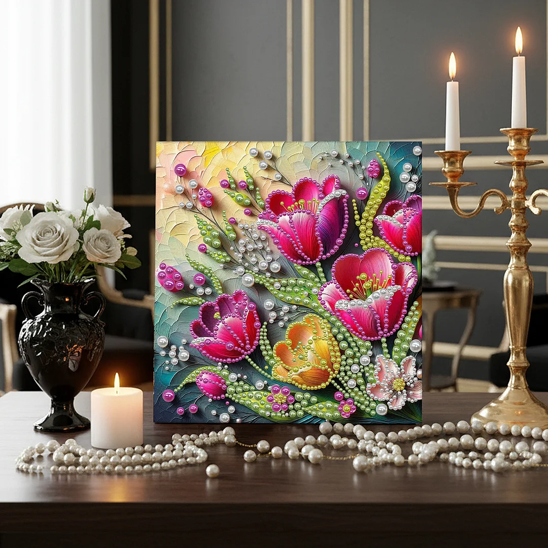 Tulip - DIY Pearl Diamond Art Kit With Frame 30*30cm