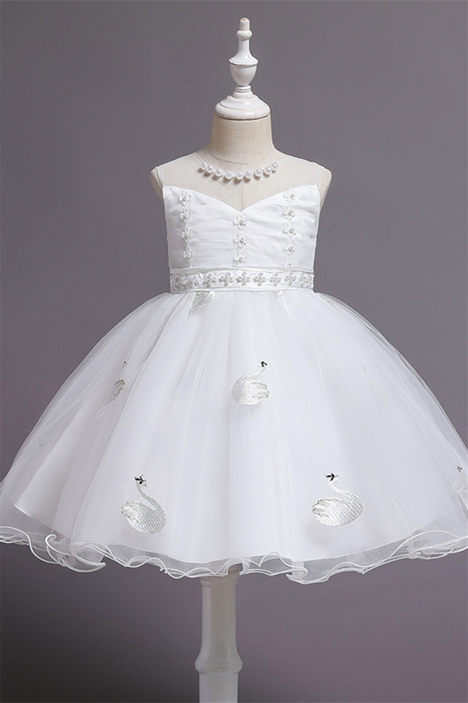 Bellasprom Sleeveless Tulle Flower Girl Dress With Pearls Bellasprom