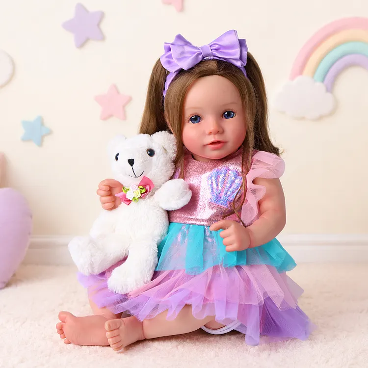 Babeside 20'' Vinyl Baby Girl Dara Lifelike Reborn Doll Rainbow Tutu Dress Gift Set