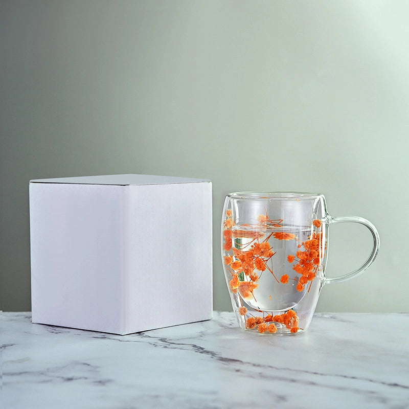 Casual Vacation Flower Borosilicate Glass Mug 1 Piece