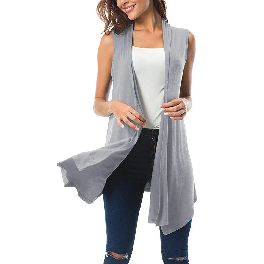 Summer Fashion Draped Open Front Cardigan Vest Blouse Ladies Solid Casual Cover up Female Women's Shirt Blusas Kimono Pullover