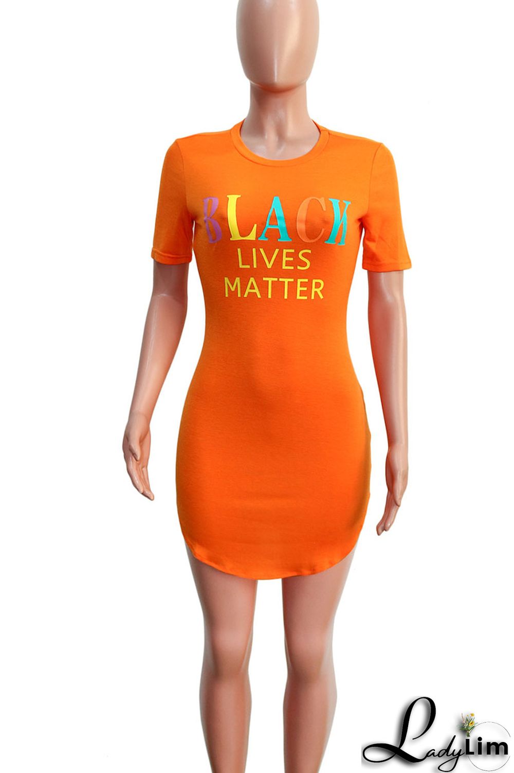 Tangerine Red Casual Print Patchwork O Neck One Step Skirt Dresses