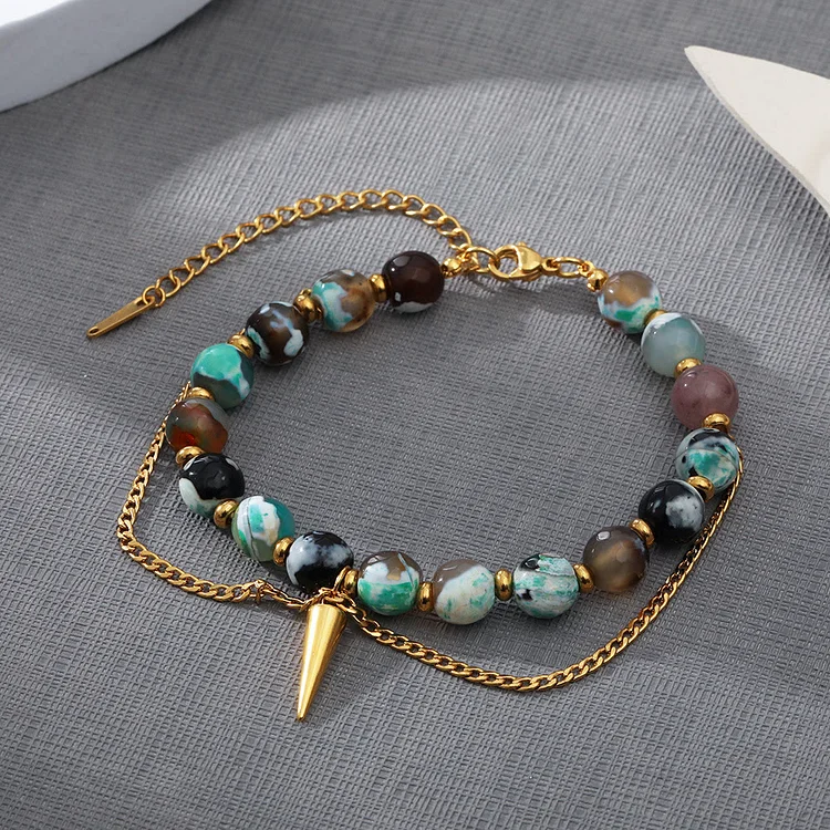 Olivenorma Multicolored African Turquoise Stainless Steel 18K Bracelet