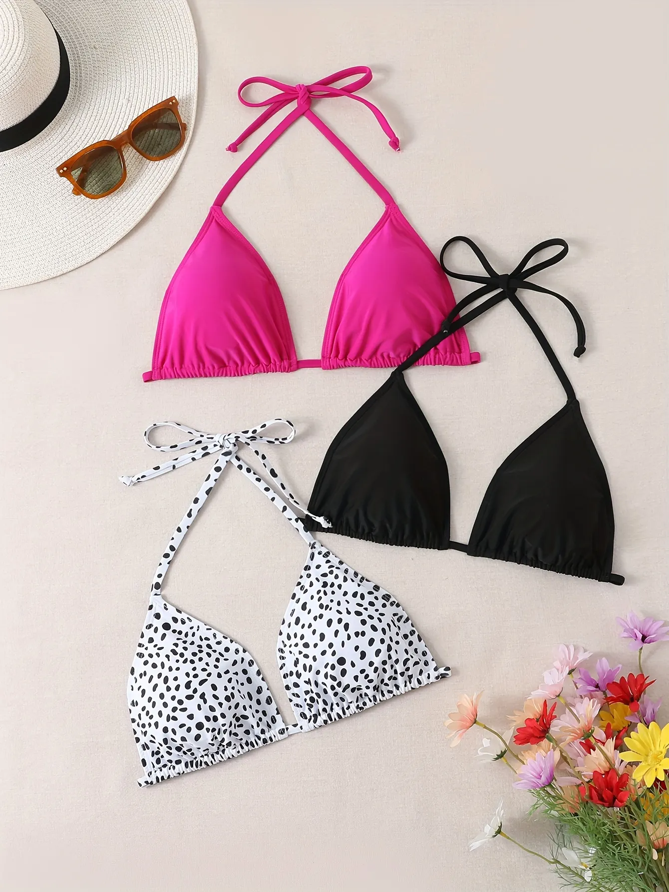 Women's Bikini Triangle Top Sexy V Triangle Three Pack