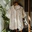 Gray Long Lace-up Shirt Embroidery Sleeve - Tie Patch Vintige Decorated Flower