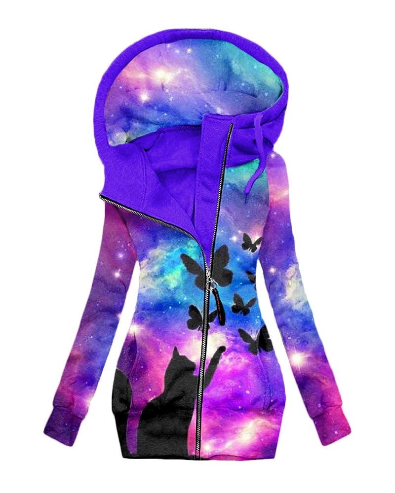 Women's Daily Vintage Print Hoodie-082205