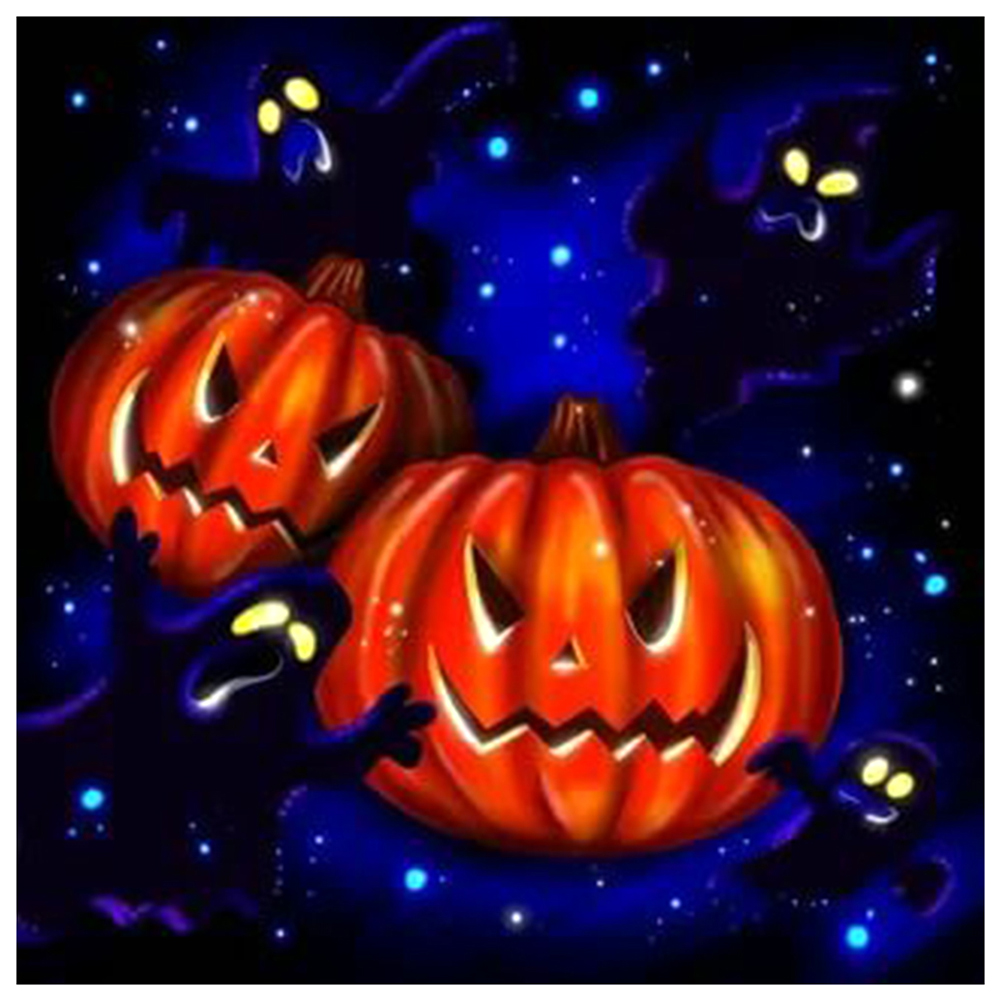 

30*30CM - Round Drill Diamond Painting - Halloween Pumpkin, 501 Original