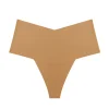  3pcs Womens Seamless Ice Silk Thong No Show Underwear Medium Waist High Cut Panty Sexy Bikini Bottom