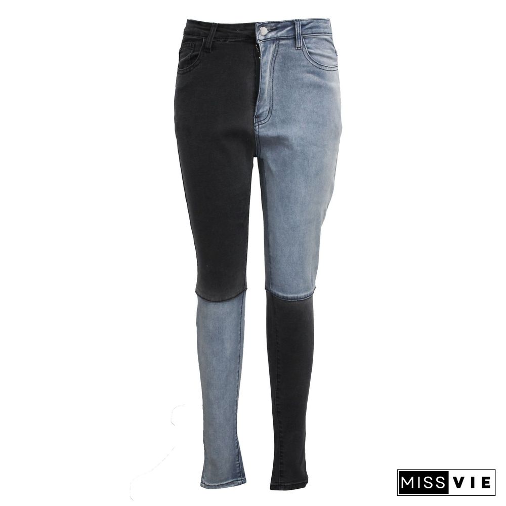 Autumn Fashion Women Clothing High Waist Streetwear Vintage Patchwork Plus Size Pencil Jeans