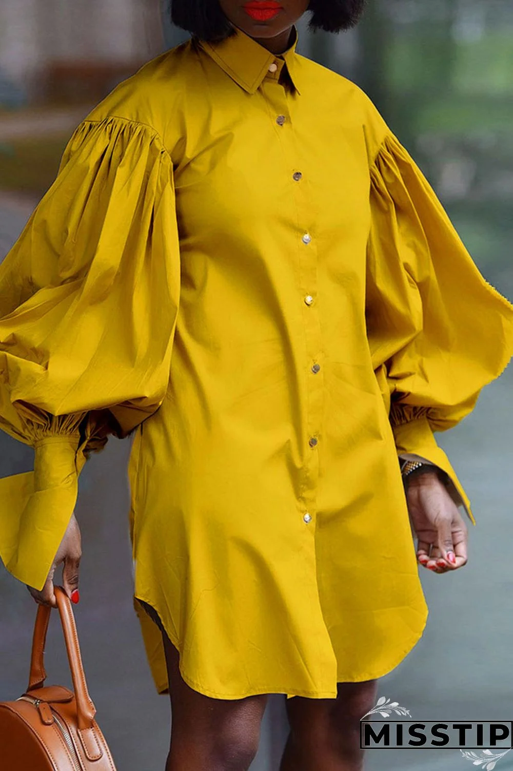 Blue Fashion Elegant Solid Patchwork Fold Turndown Collar Tops