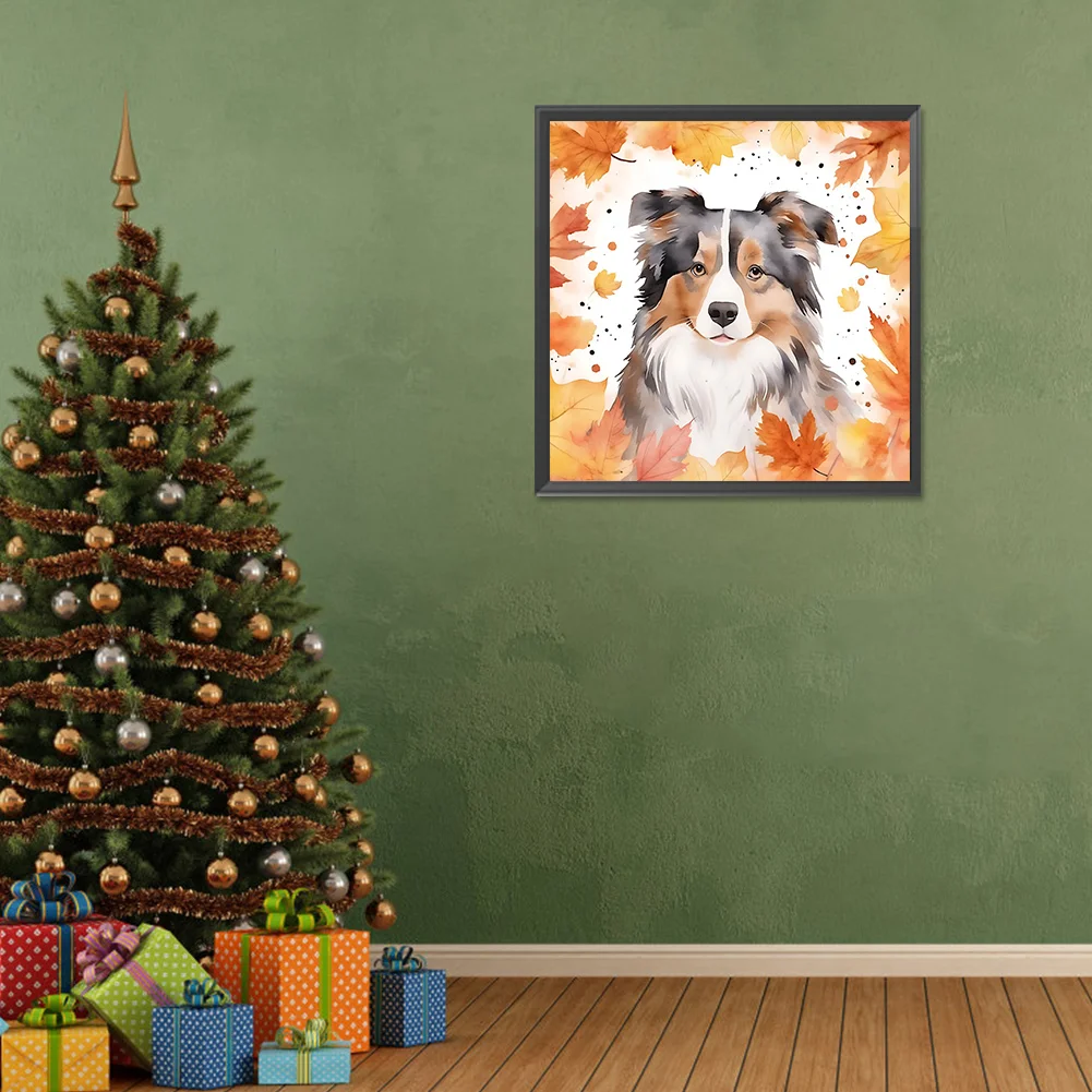 Full Round Diamond Painting 30*30cm - Maple Leaf Puppy