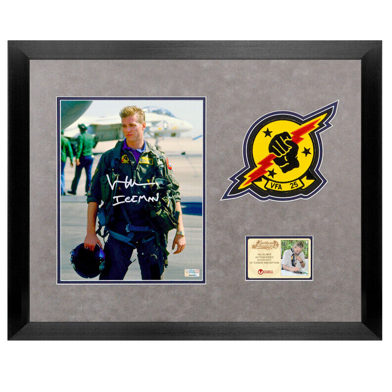 Val Kilmer Autographed Top Gun Iceman 8x10 Framed Photo Poster painting with Jumpsuit Patch