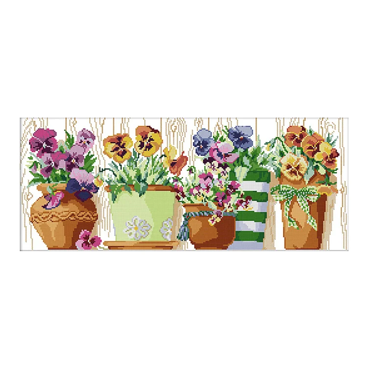 Plants 14CT Printed Cross Stitch Kits (59*27CM) fgoby