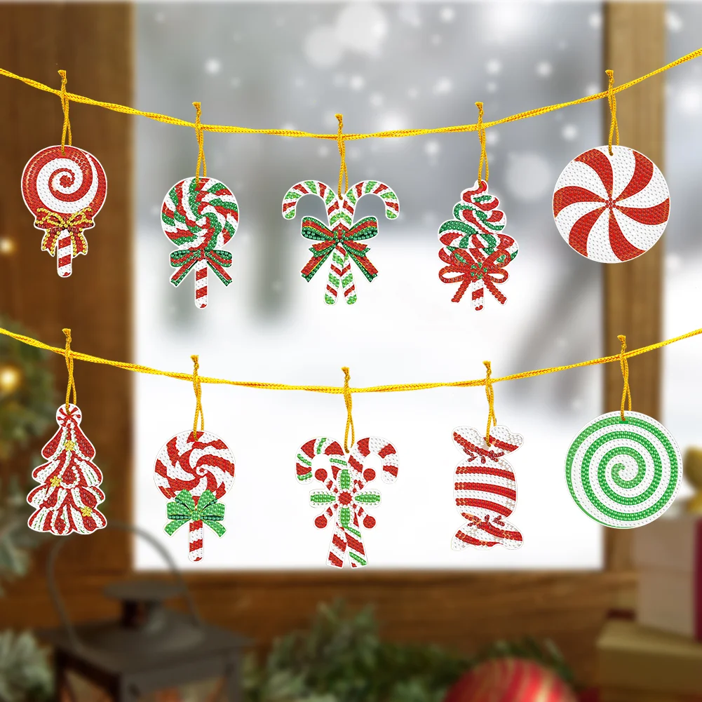 10pcs Diamond Key Chain Cute DIY Hanging Ornaments 5D for Arts Craft Accessories