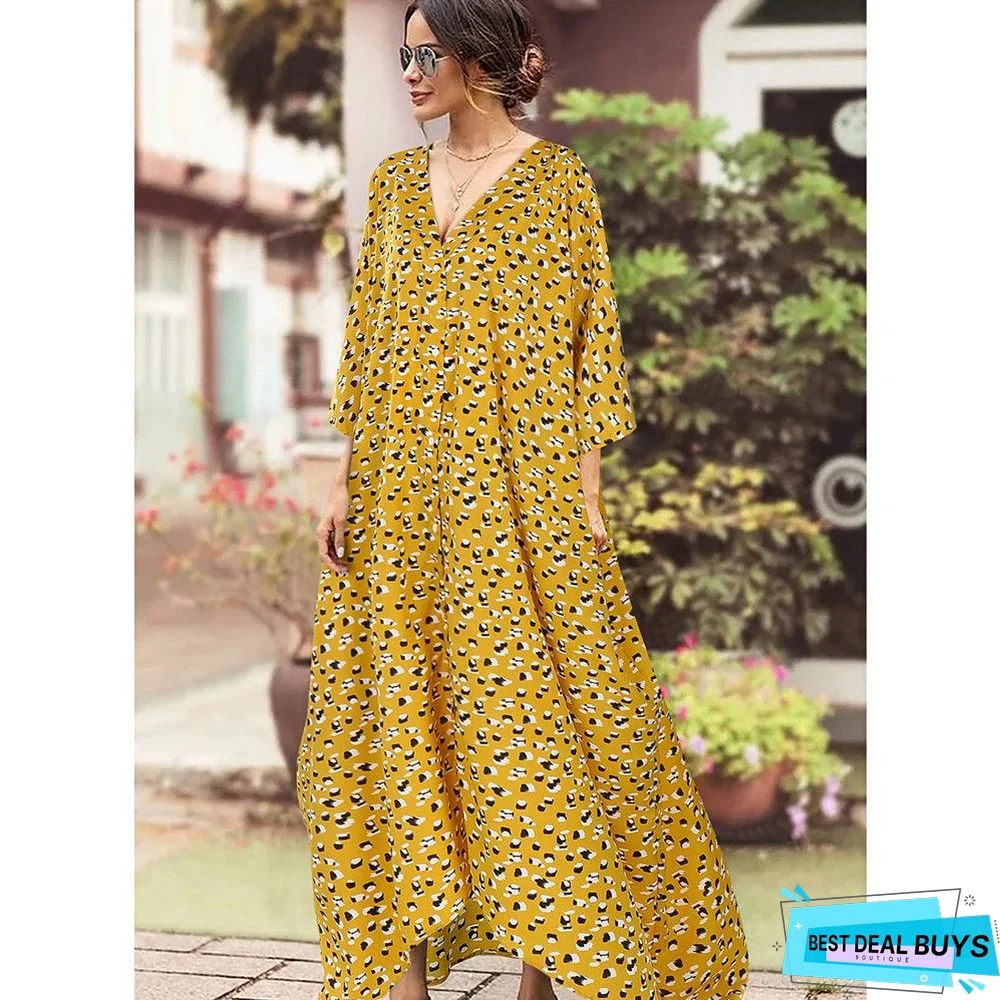 New Women's Summer Loose Wave Point Large Skirt Irregular Dress