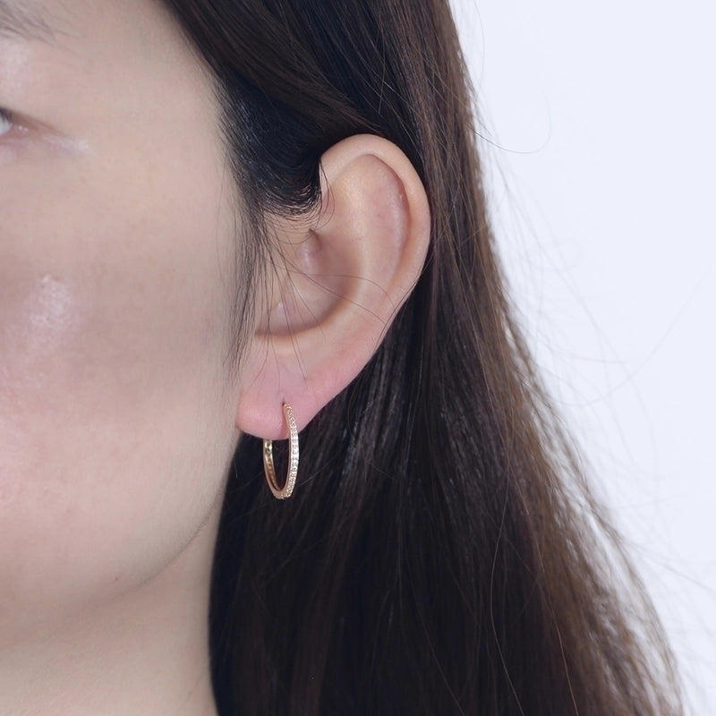 1 Pair 925 Sterling Silver Zircon Solid Color Hoop Earrings