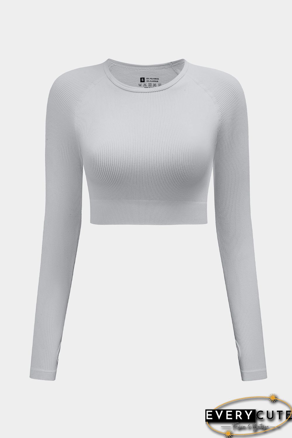 Gray Long Sleeve Seamless Crop Smoke