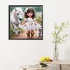 Diamond Painting-DIY Full Round Drill Girl and Pony Puppy