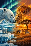 Luxury AB Velvet Diamond Painting Kit - Polar Bear and Lion