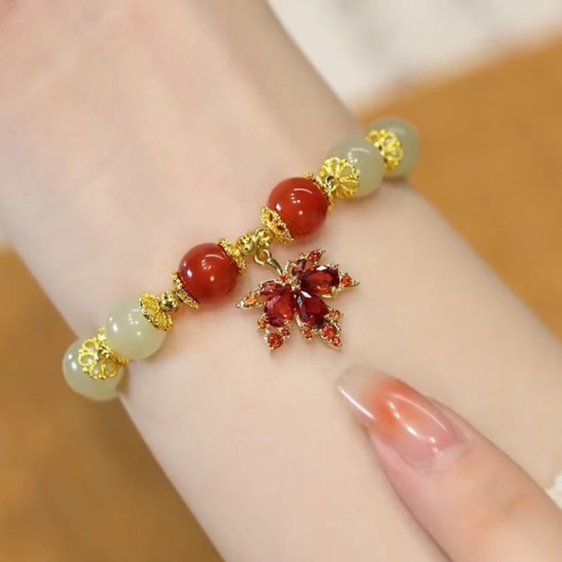 Maple Leaf Red Agate Bracelet