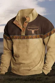 🎁NEW YEAR SALE 70% OFF - Western Stand Collar Retro Color Contrast Sweatshirt