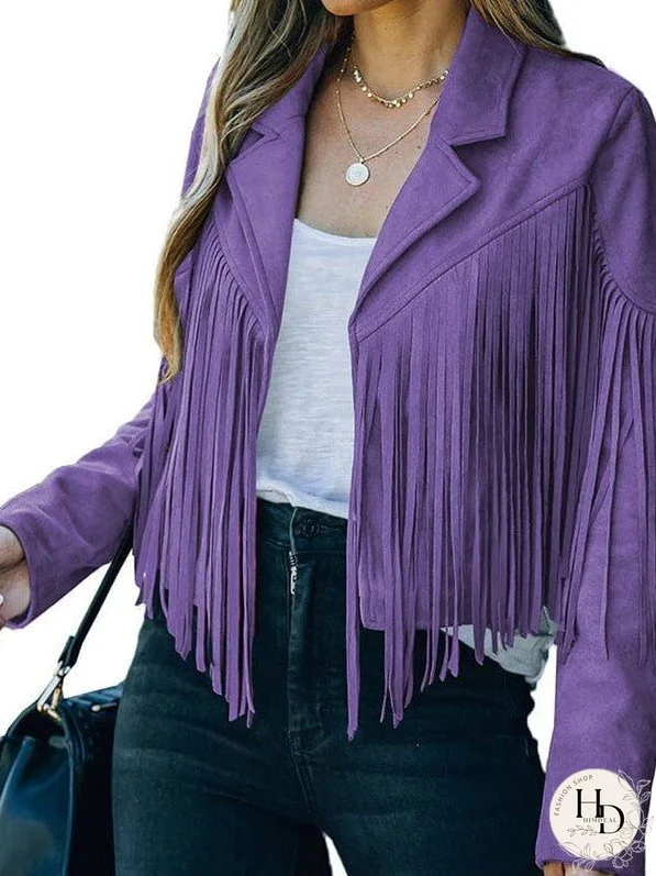 Sophisticated Fringe Suede Jacket