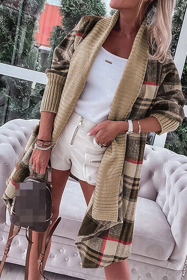 Patchwork Plaid Laid Back Cardigan