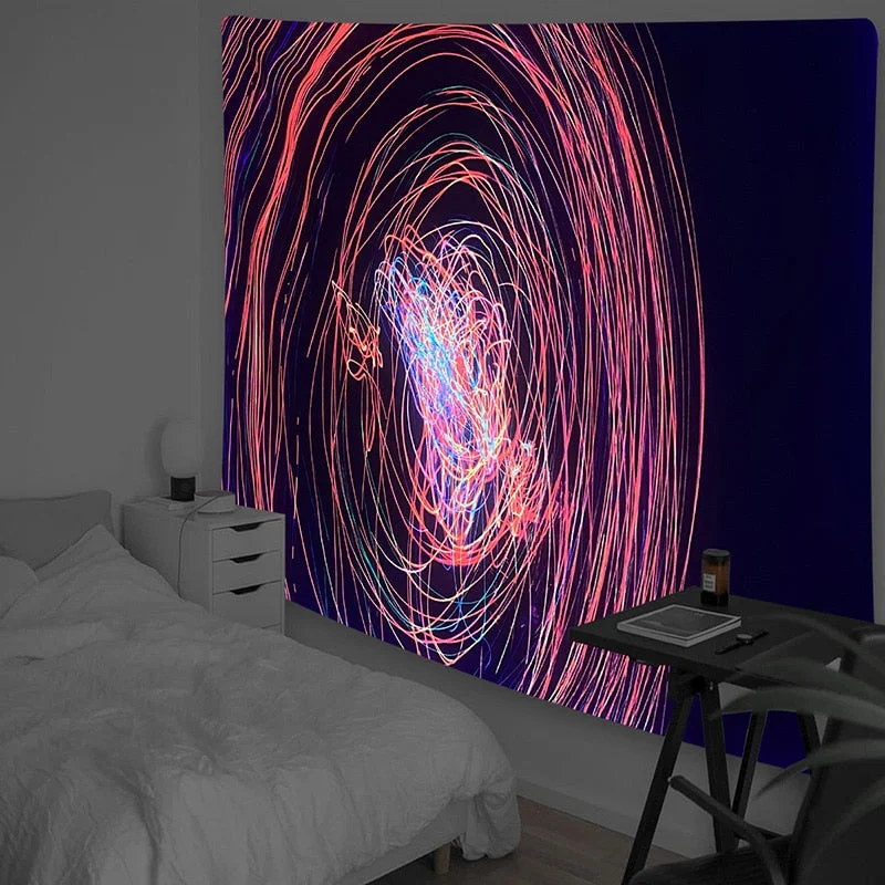 Psychedelic Mushroom Fluorescent Tapestry Hanging Cloth Wall Decor Glow Under Ultraviolet Light Room Aesthetic for Teen Girls