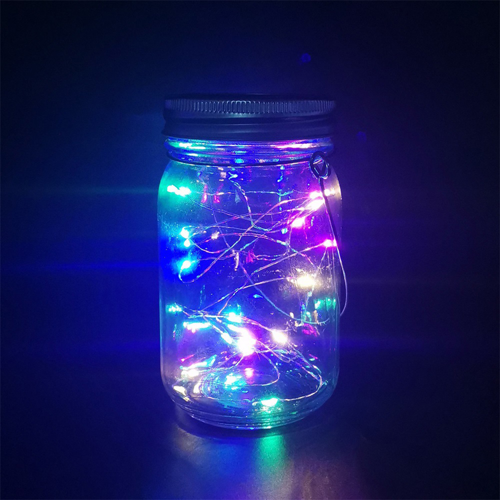 LED Solar Glass Lamp Fairy String Light Hanging Mason Jar Light (Colorful)