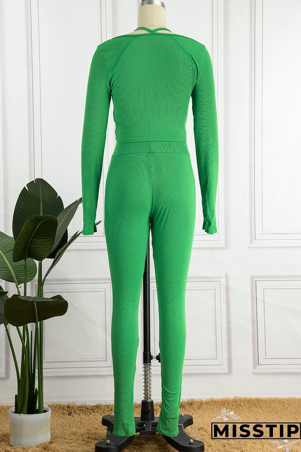 Green Casual Street Solid Patchwork Square Collar Long Sleeve Two Pieces