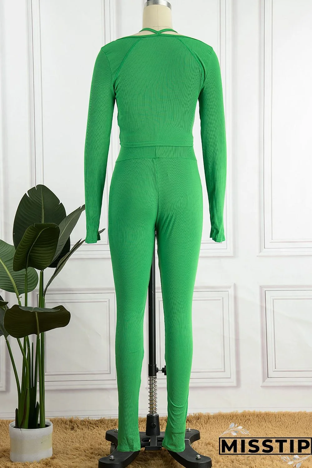 Green Casual Street Solid Patchwork Square Collar Long Sleeve Two Pieces