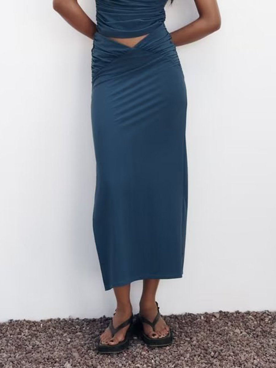 High Waist Wrinkle Slim Fit Skirts