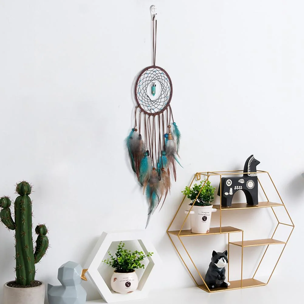Handmade Dream Catcher LED Light Feathers Wall Hanging Dreamcatcher Decor