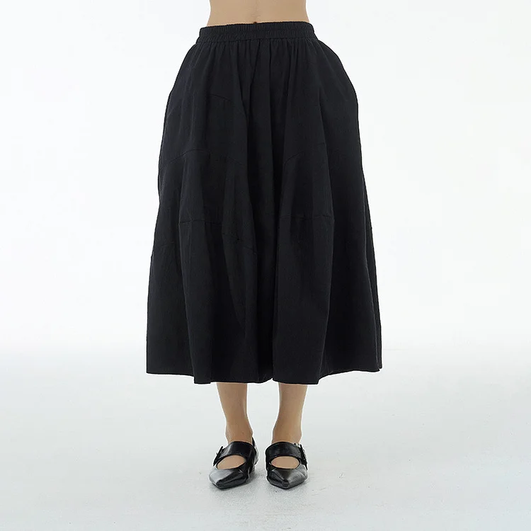 Temperament Patchwork Elastic Waist Skirt