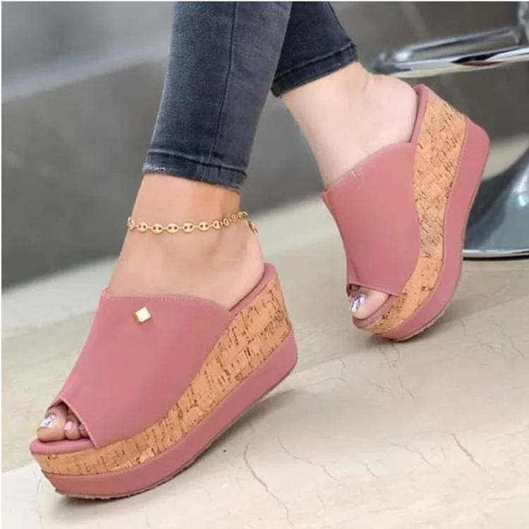 Solid color wedge sandals
