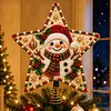 DIY Diamond Painting Wooden Christmas Tree Topper Star With Light, Double Side Drills,Holiday Tree Top Decoration with Spring Base, Removable Tabletop Christmas Decor
